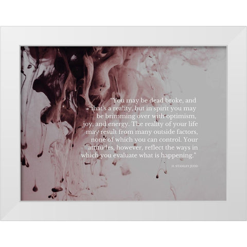 H. Stanley Judd Quote: Optimism, Joy and Energy White Modern Wood Framed Art Print by ArtsyQuotes