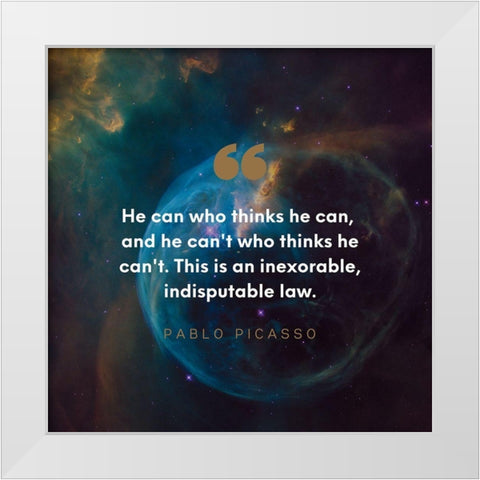 Pablo Picasso Quote: Indisputable Law White Modern Wood Framed Art Print by ArtsyQuotes