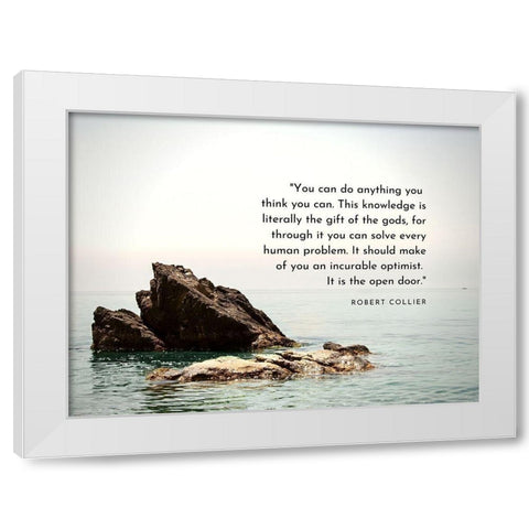 Robert Collier Quote: Gift of the Gods White Modern Wood Framed Art Print by ArtsyQuotes
