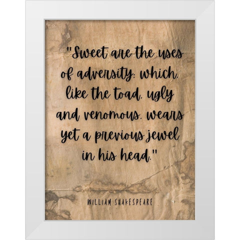 William Shakespeare Quote: Ugly and Venomous White Modern Wood Framed Art Print by ArtsyQuotes
