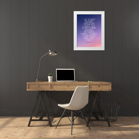 Leonardo Da Vinci Quote: Divided Kingdom White Modern Wood Framed Art Print by ArtsyQuotes