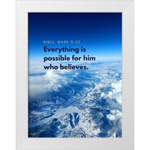 Bible Verse Quote Mark 9:23 White Modern Wood Framed Art Print by ArtsyQuotes