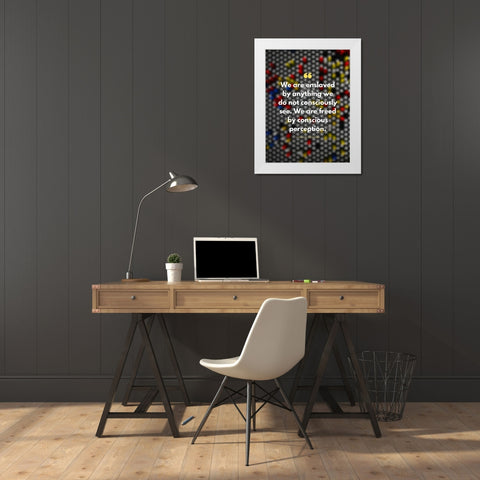 Vernon Howard Quote: Conscious Perception White Modern Wood Framed Art Print by ArtsyQuotes