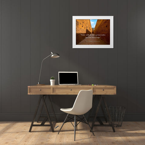 Richard Lovelace Quote: Stone Walls White Modern Wood Framed Art Print by ArtsyQuotes