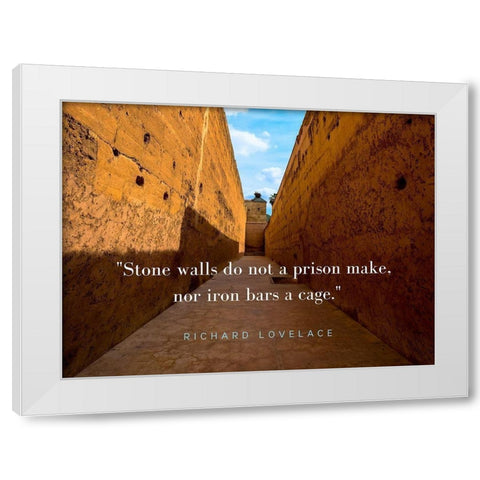 Richard Lovelace Quote: Stone Walls White Modern Wood Framed Art Print by ArtsyQuotes