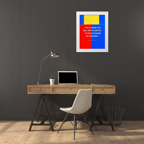 Maxwell Maltz Quote: Playhouse of Your Mind White Modern Wood Framed Art Print by ArtsyQuotes