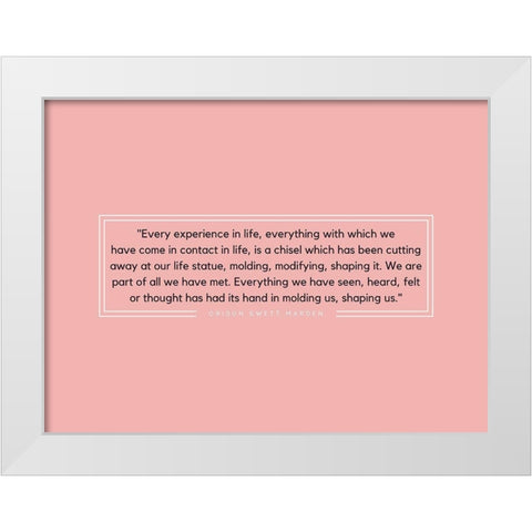 Orison Swett Marden Quote: Experience in Life White Modern Wood Framed Art Print by ArtsyQuotes