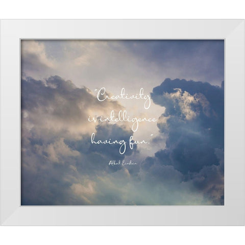 Albert Einstein Quote: Creativity White Modern Wood Framed Art Print by ArtsyQuotes