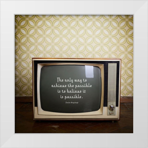 Charles Kingsleigh Quote: Achieve the Possible White Modern Wood Framed Art Print by ArtsyQuotes