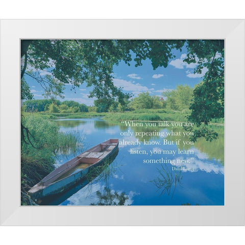 Dalai Lama Quote: Listen White Modern Wood Framed Art Print by ArtsyQuotes