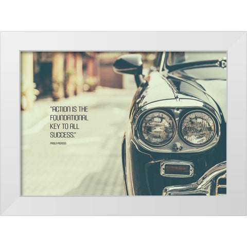 Pablo Picasso Quote: Action White Modern Wood Framed Art Print by ArtsyQuotes