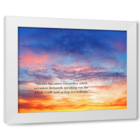 Mahatma Gandhi Quote: Silence White Modern Wood Framed Art Print by ArtsyQuotes