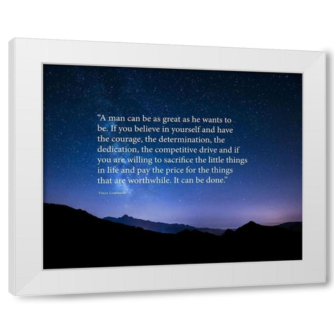 Vince Lombardi Quote: Believe in Yourself White Modern Wood Framed Art Print by ArtsyQuotes