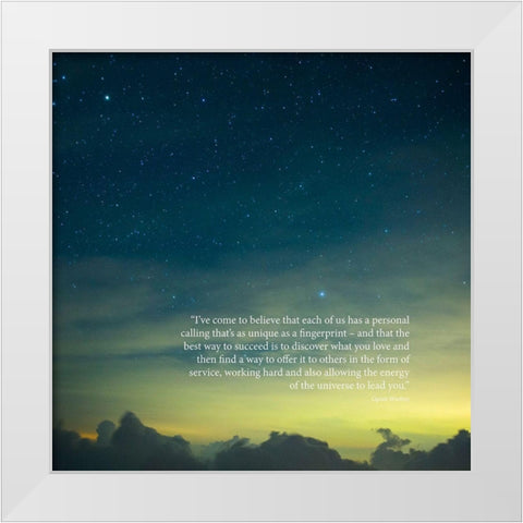Oprah Winfrey Quote: Personal Calling White Modern Wood Framed Art Print by ArtsyQuotes