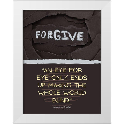 M.K. Gandi Quote: Eye for Eye White Modern Wood Framed Art Print by ArtsyQuotes