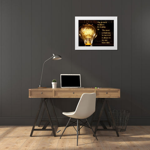 Thomas Edison Quote: Greatest Weakness White Modern Wood Framed Art Print by ArtsyQuotes
