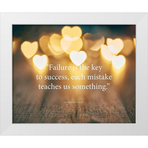 Moriher Ueshiba Quote: Key to Success White Modern Wood Framed Art Print by ArtsyQuotes