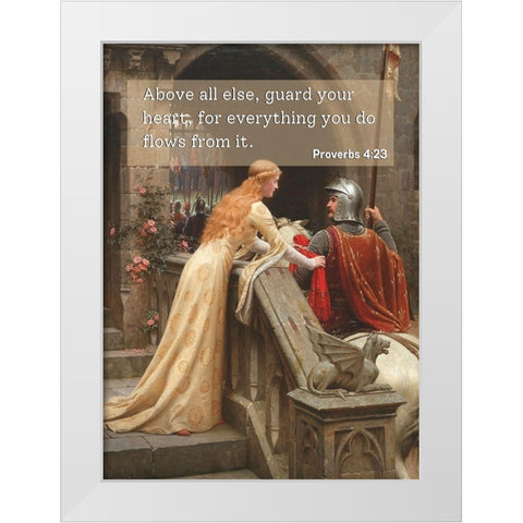 Bible Verse Quote Proverbs 4:23, Edmund Blair Leighton, Godspeed White Modern Wood Framed Art Print by ArtsyQuotes
