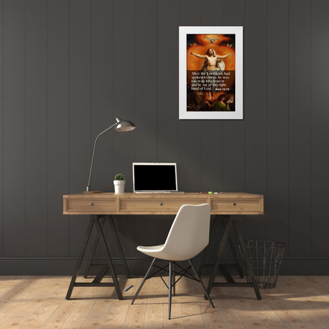 Bible Verse Quote Mark 16:19, Jan Matejko - Ascension of Christ White Modern Wood Framed Art Print by ArtsyQuotes