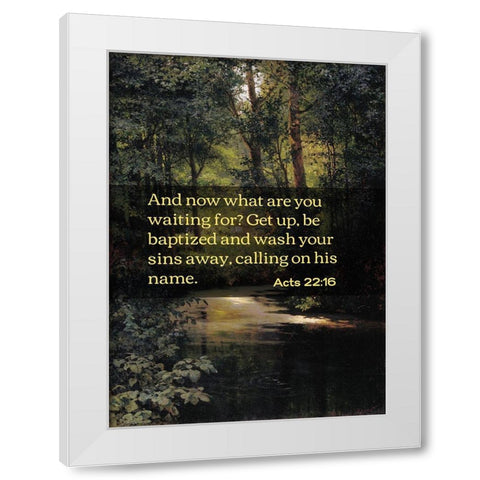 Bible Verse Quote Acts 22:16, Grigoriy Myasoyedov - Creek in the Forest White Modern Wood Framed Art Print by ArtsyQuotes