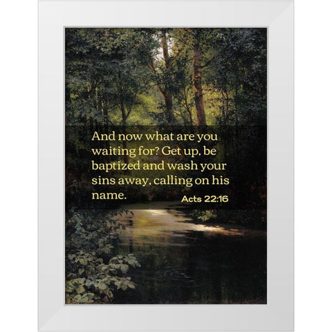 Bible Verse Quote Acts 22:16, Grigoriy Myasoyedov - Creek in the Forest White Modern Wood Framed Art Print by ArtsyQuotes