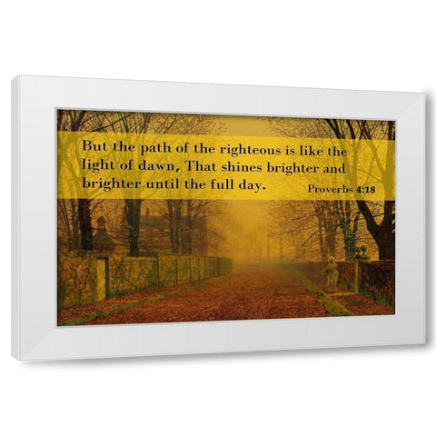 Bible Verse Quote Proverbs 4:18, John Atkinson Grimshaw - Evening Glow White Modern Wood Framed Art Print by ArtsyQuotes