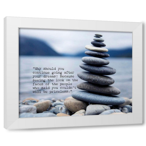 Artsy Quotes Quote: Dreams White Modern Wood Framed Art Print by ArtsyQuotes