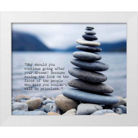Artsy Quotes Quote: Dreams White Modern Wood Framed Art Print by ArtsyQuotes