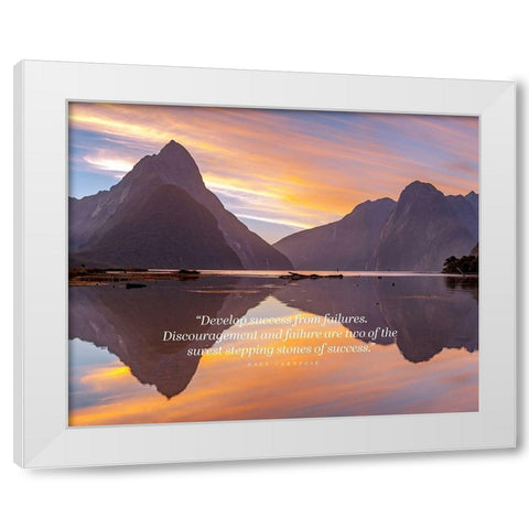 Dale Carnegie Quote: Success from Failures White Modern Wood Framed Art Print by ArtsyQuotes