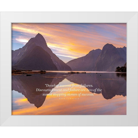 Dale Carnegie Quote: Success from Failures White Modern Wood Framed Art Print by ArtsyQuotes