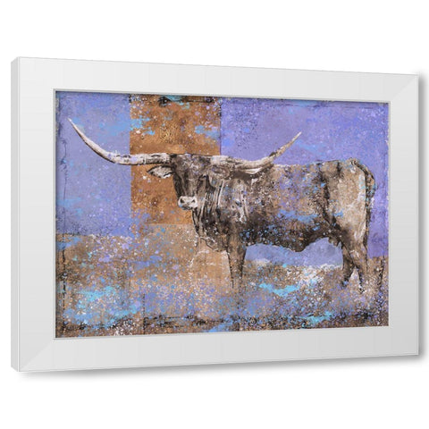 Long Horn Dark Blue White Modern Wood Framed Art Print by Wiley, Marta