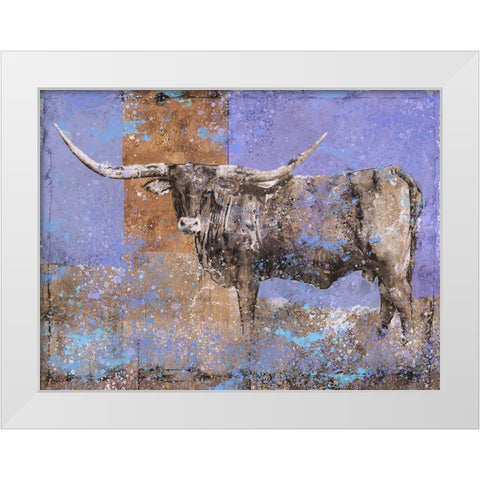Long Horn Dark Blue White Modern Wood Framed Art Print by Wiley, Marta
