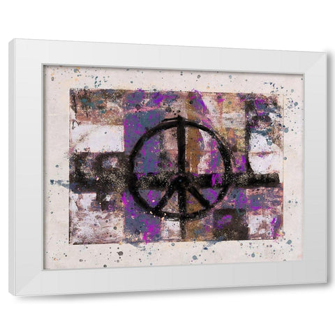 PEACE Dark purple White Modern Wood Framed Art Print by Wiley, Marta