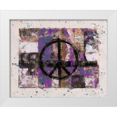 PEACE Dark purple White Modern Wood Framed Art Print by Wiley, Marta