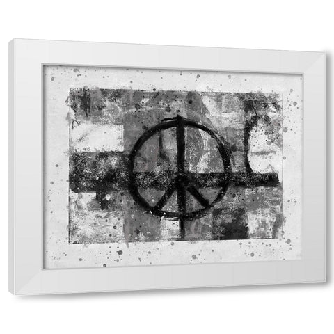 BAndW PEACE White Modern Wood Framed Art Print by Wiley, Marta