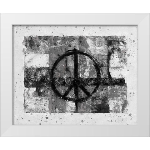 BAndW PEACE White Modern Wood Framed Art Print by Wiley, Marta
