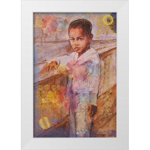 Little African Boy III White Modern Wood Framed Art Print by Wiley, Marta