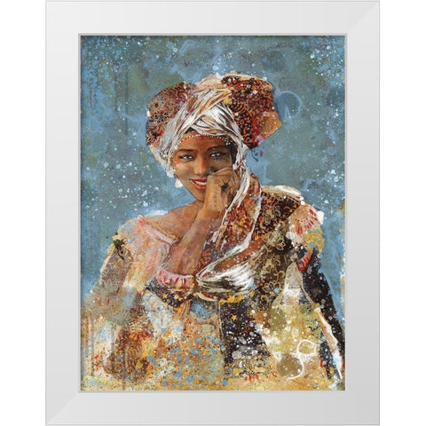 Blue African Dreams I White Modern Wood Framed Art Print by Wiley, Marta