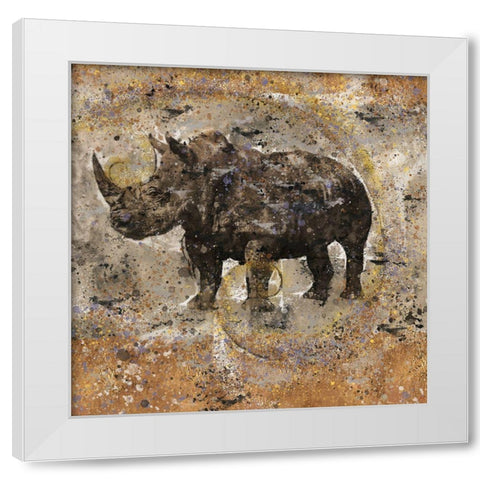 Fibonacci Ocher Rhino White Modern Wood Framed Art Print by Wiley, Marta