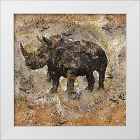 Fibonacci Ocher Rhino White Modern Wood Framed Art Print by Wiley, Marta