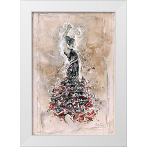 Flamenco On Linen White Modern Wood Framed Art Print by Wiley, Marta
