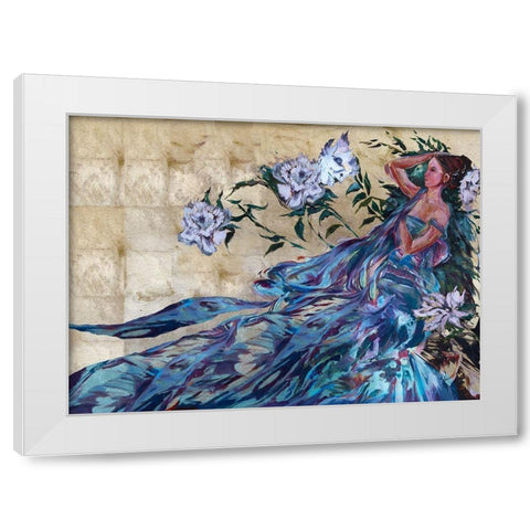 Pimavera Blue White Modern Wood Framed Art Print by Wiley, Marta