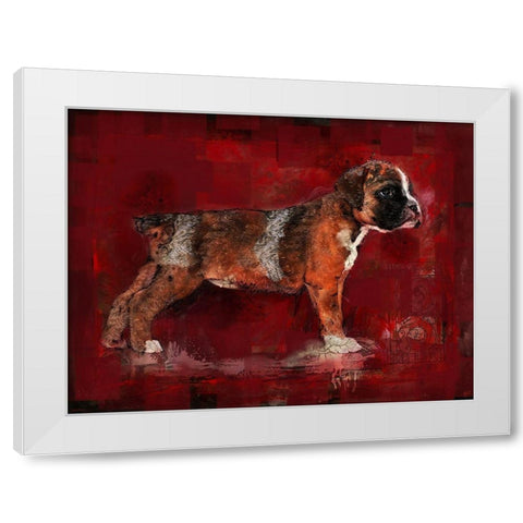 Boxer Pup White Modern Wood Framed Art Print by Wiley, Marta
