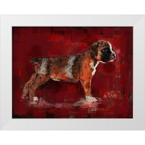 Boxer Pup White Modern Wood Framed Art Print by Wiley, Marta