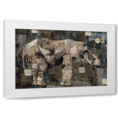 Elephant White Modern Wood Framed Art Print by Wiley, Marta