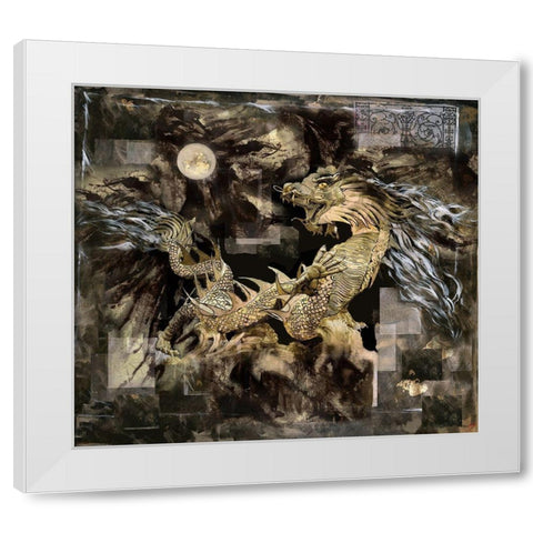 Golden Dragon White Modern Wood Framed Art Print by Wiley, Marta