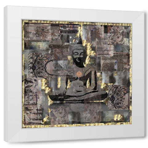 Happy Buddah White Modern Wood Framed Art Print by Wiley, Marta