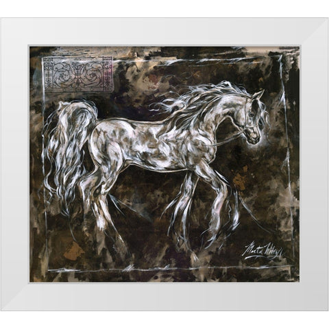 White Horse Different Border White Modern Wood Framed Art Print by Wiley, Marta