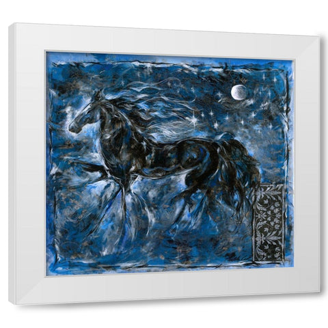 Blue Horse White Modern Wood Framed Art Print by Wiley, Marta