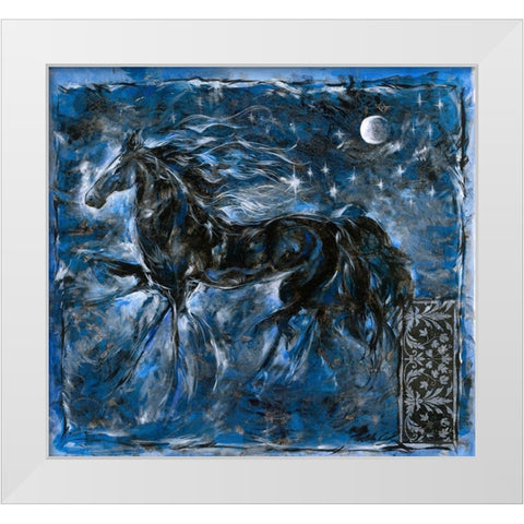 Blue Horse White Modern Wood Framed Art Print by Wiley, Marta